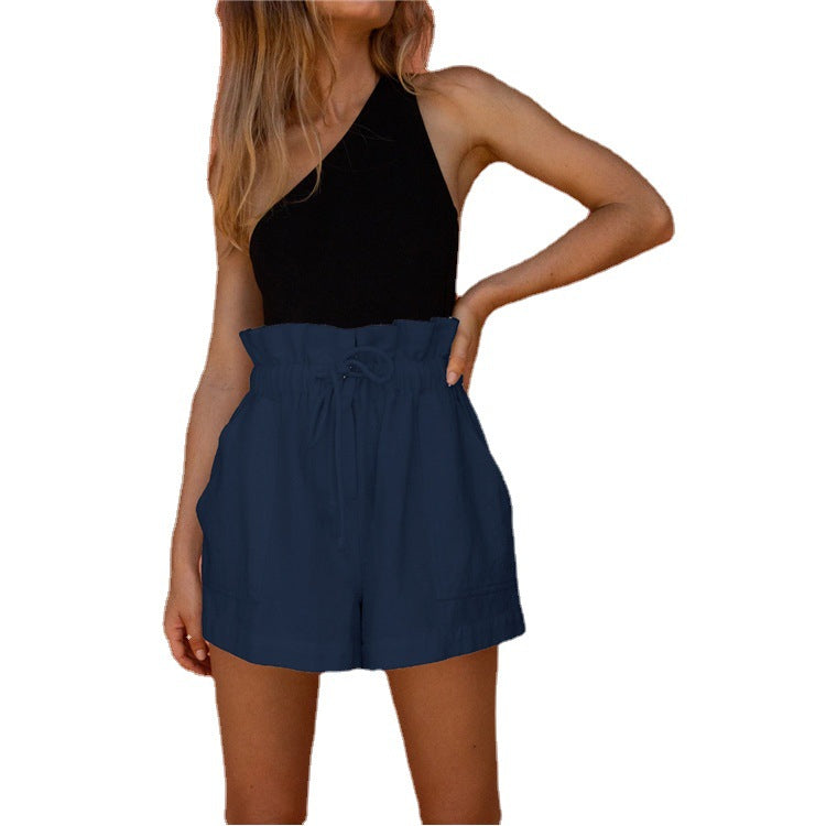 Foster · NW TP-50 — Wide-Leg Drawstring Cotton-Linen Short