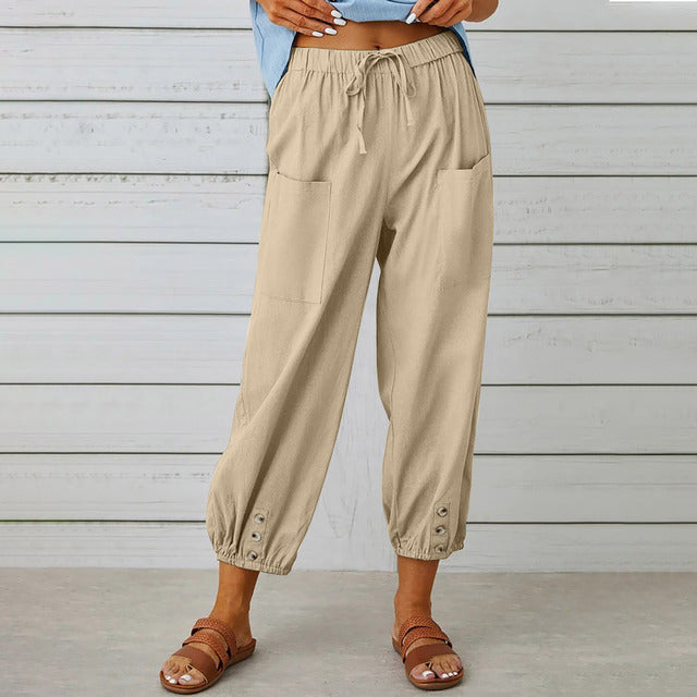 Bridgewater · NW TP-22 — Elasticated Wide-Leg Cotton-Linen Trouser