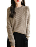 Cable · NW 03-01 — Tan Merino Crew