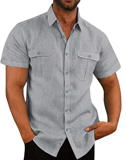 Breamlea · NW SH-49 — Cotton-Linen Short-Sleeve Shirt with Two Pockets