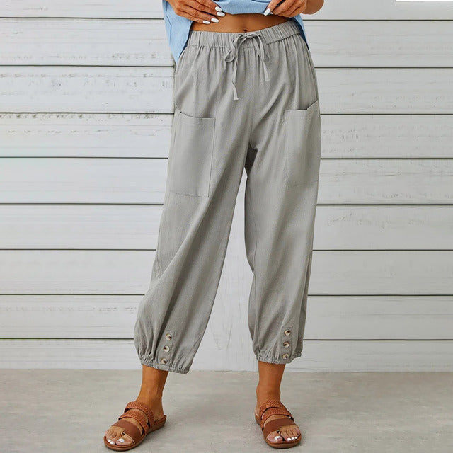 Bridgewater · NW TP-22 — Elasticated Wide-Leg Cotton-Linen Trouser