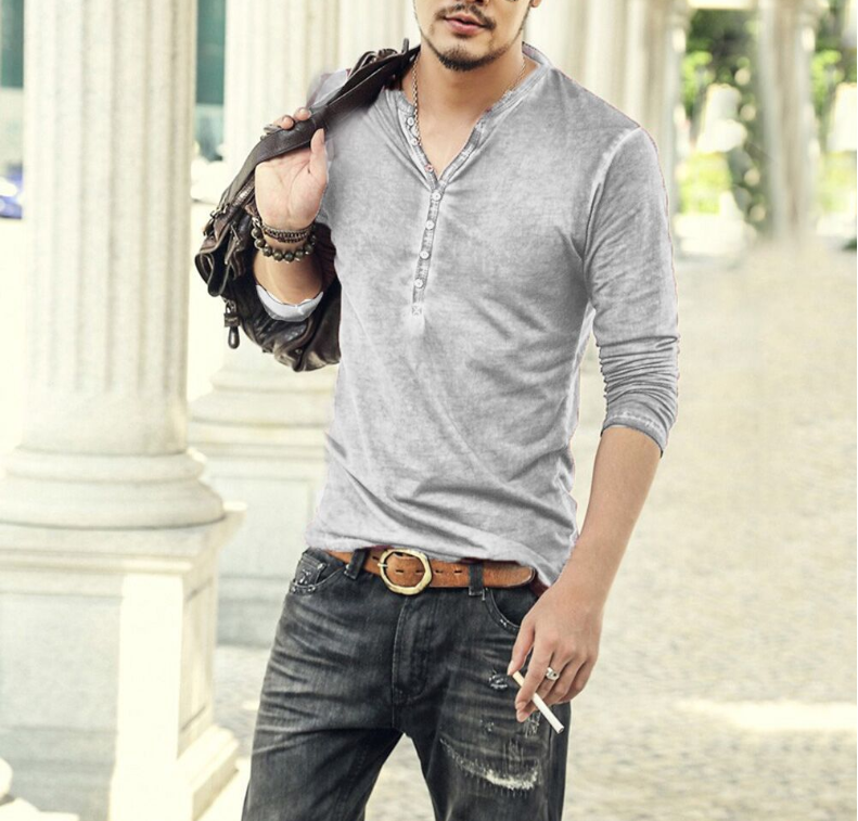 Bluff · NW KT-10 — Long-Sleeve V-Neck Henley Tee