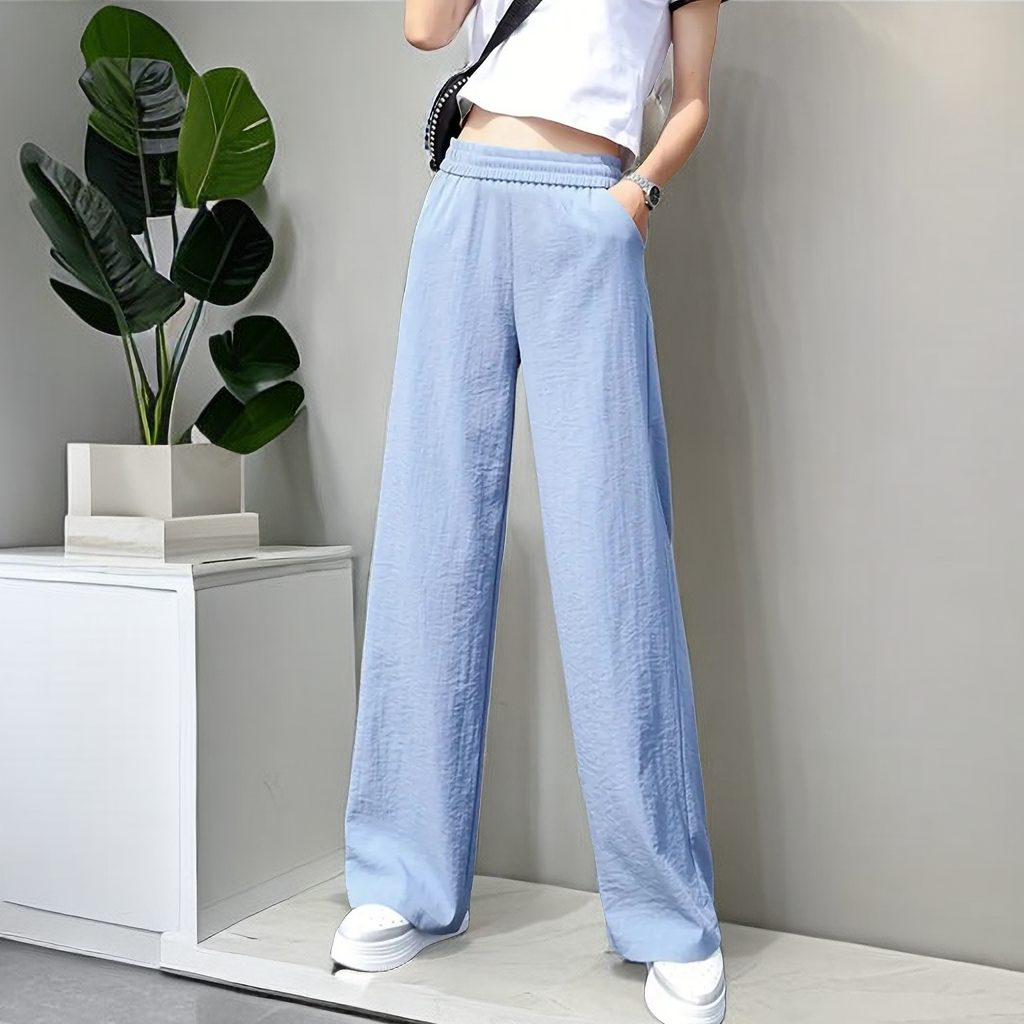 Toora · NW TP-49 — High-Waisted Wide-Leg Cotton-Linen Trouser