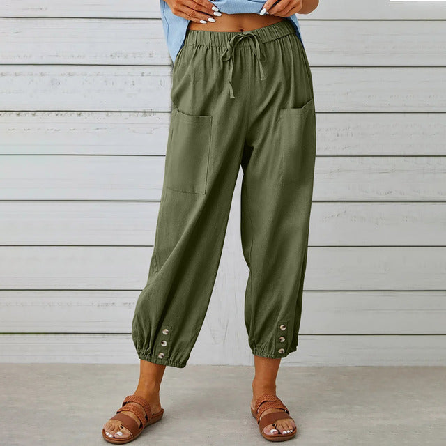 Bridgewater · NW TP-22 — Elasticated Wide-Leg Cotton-Linen Trouser