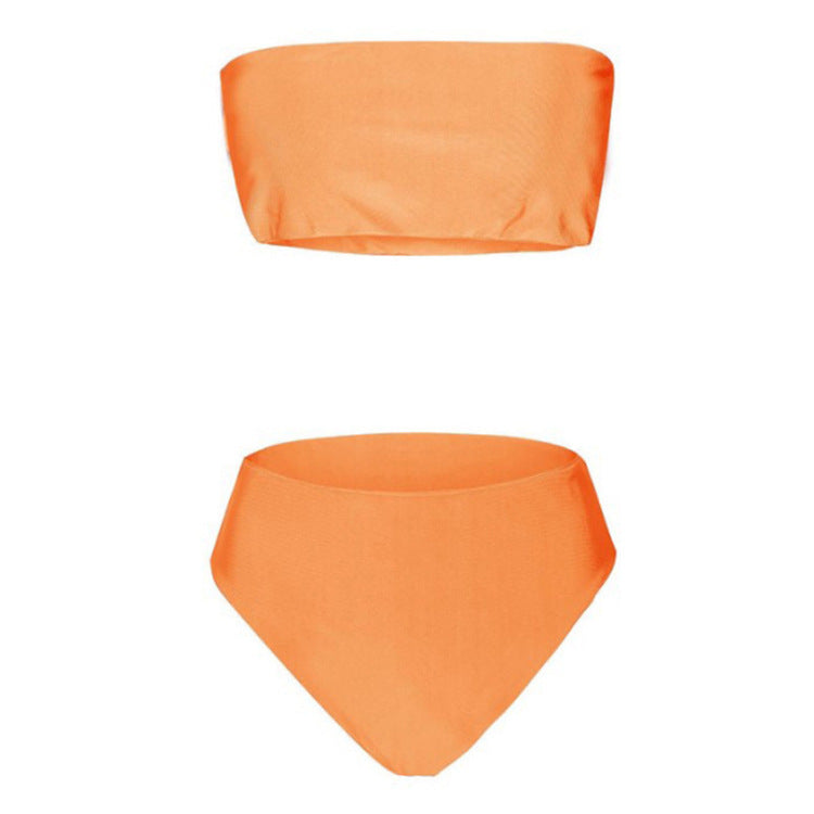 Saline · NW SW-A05 — strapless high-waisted solid bikini
