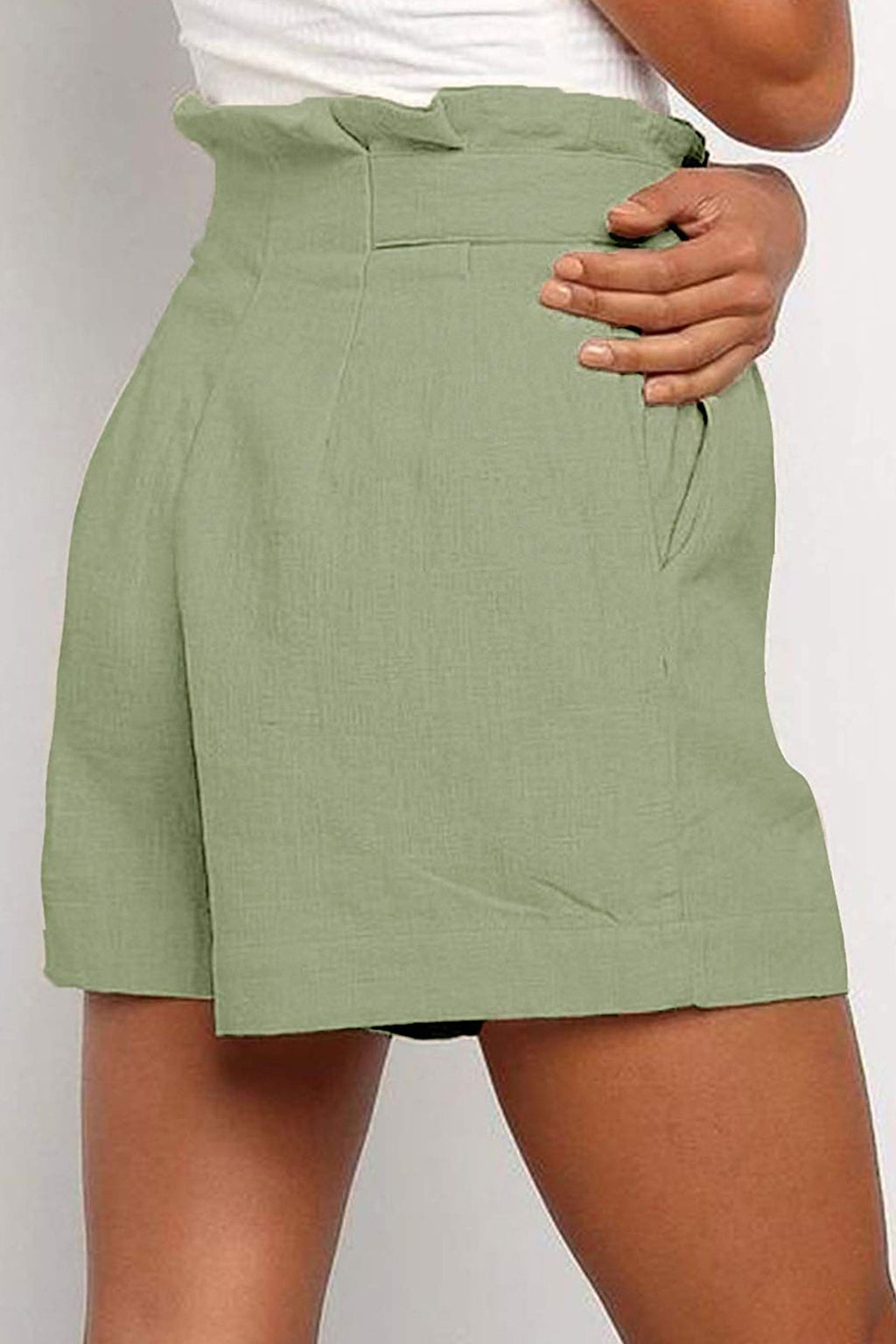 Reeve · NW TP-41 — High-Waisted Wide-Leg Cotton-Linen Short