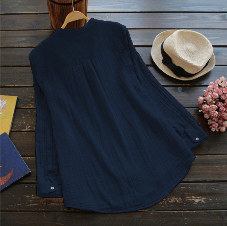 Aire Valley · NW SH-23 — Cotton Band-Collar Long Shirt