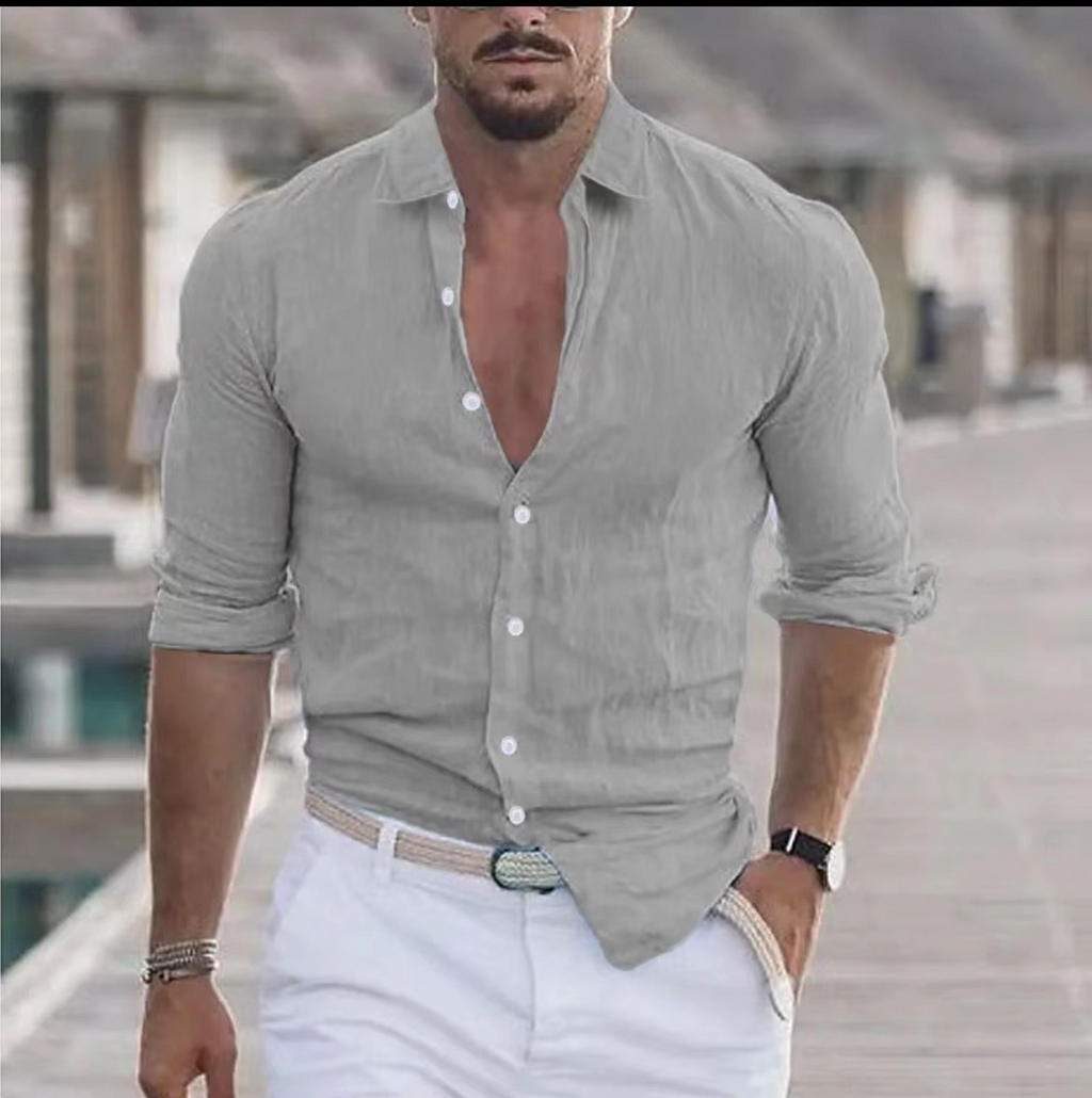 Carisbrook · NW SH-37 — Linen-Blend Button-Down Shirt
