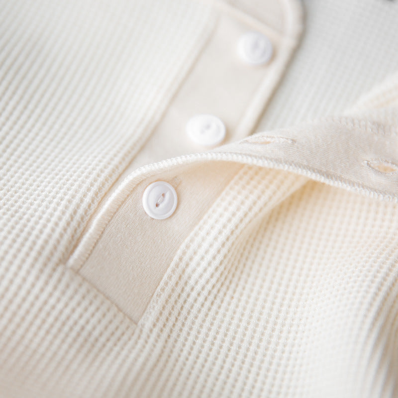 Rame · NW KT-13 — Waffle-Knit Long-Sleeve Henley Tee