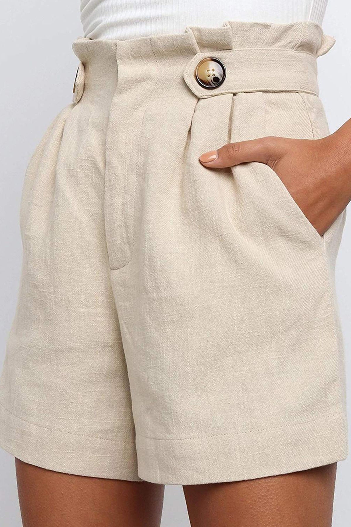 Reeve — High-Waisted Wide-Leg Cotton-Linen Short