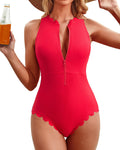Torque · NW RC-B04 — ribbed zip racerback rash-guard one-piece