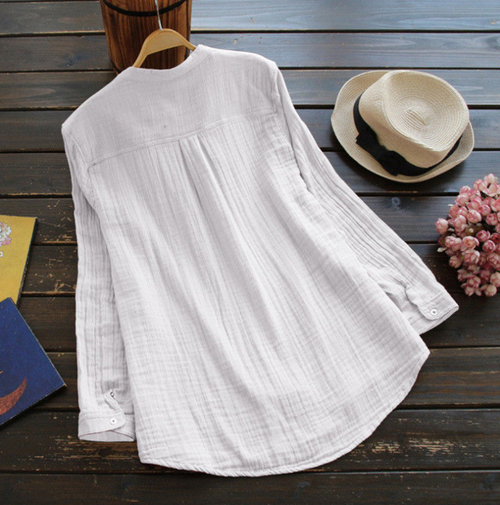 Aire Valley · NW SH-23 — Cotton Band-Collar Long Shirt