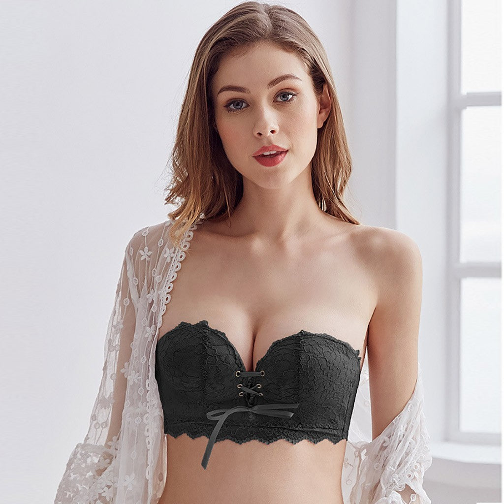 Satin · NW IN-A09 — strapless lace push-up bralette