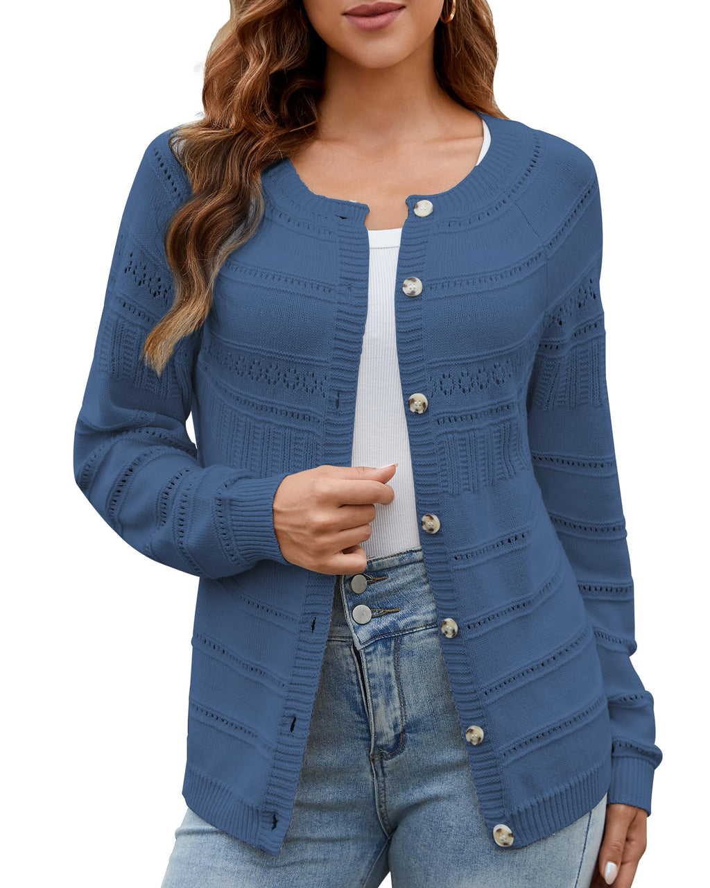 Ash · NW CD-13 — cable-knit button cardigan