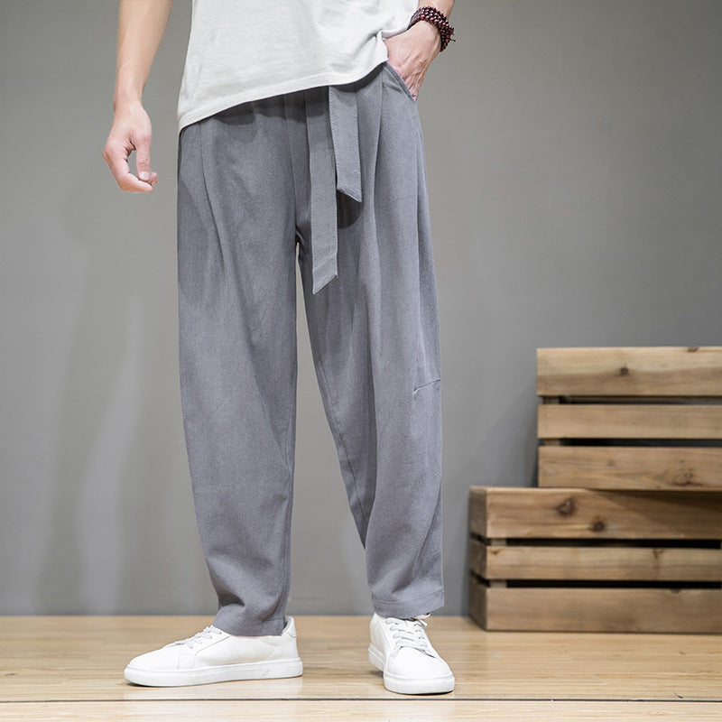 Whalers — Elastic-Waist Cotton-Linen Trouser