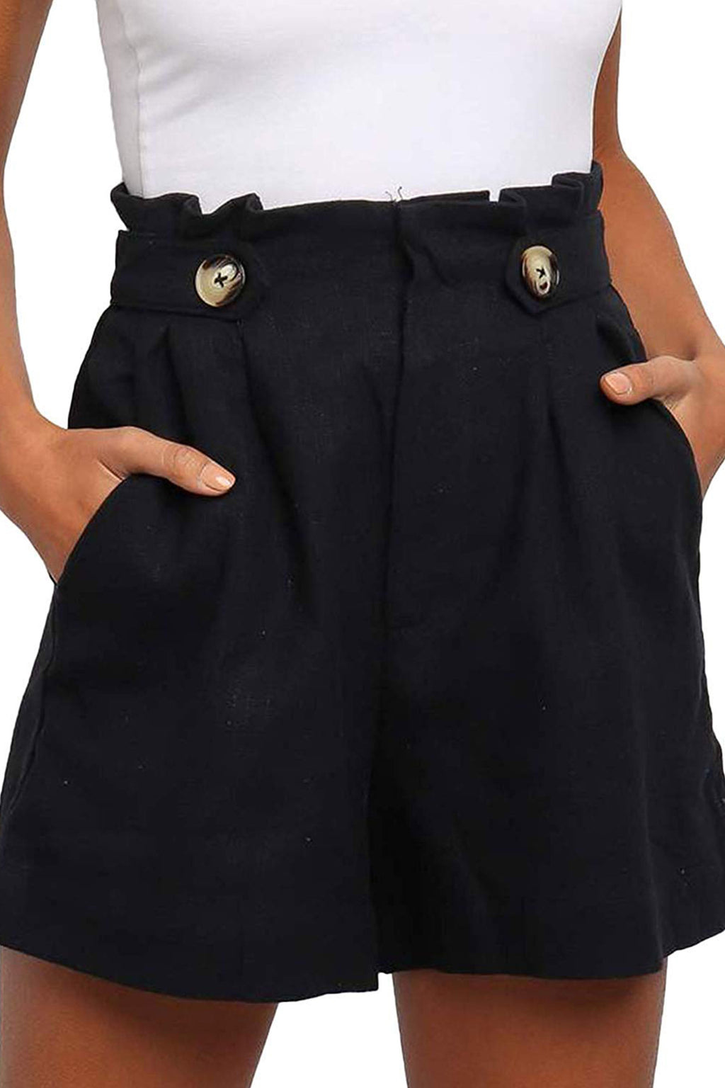 Reeve · NW TP-41 — High-Waisted Wide-Leg Cotton-Linen Short