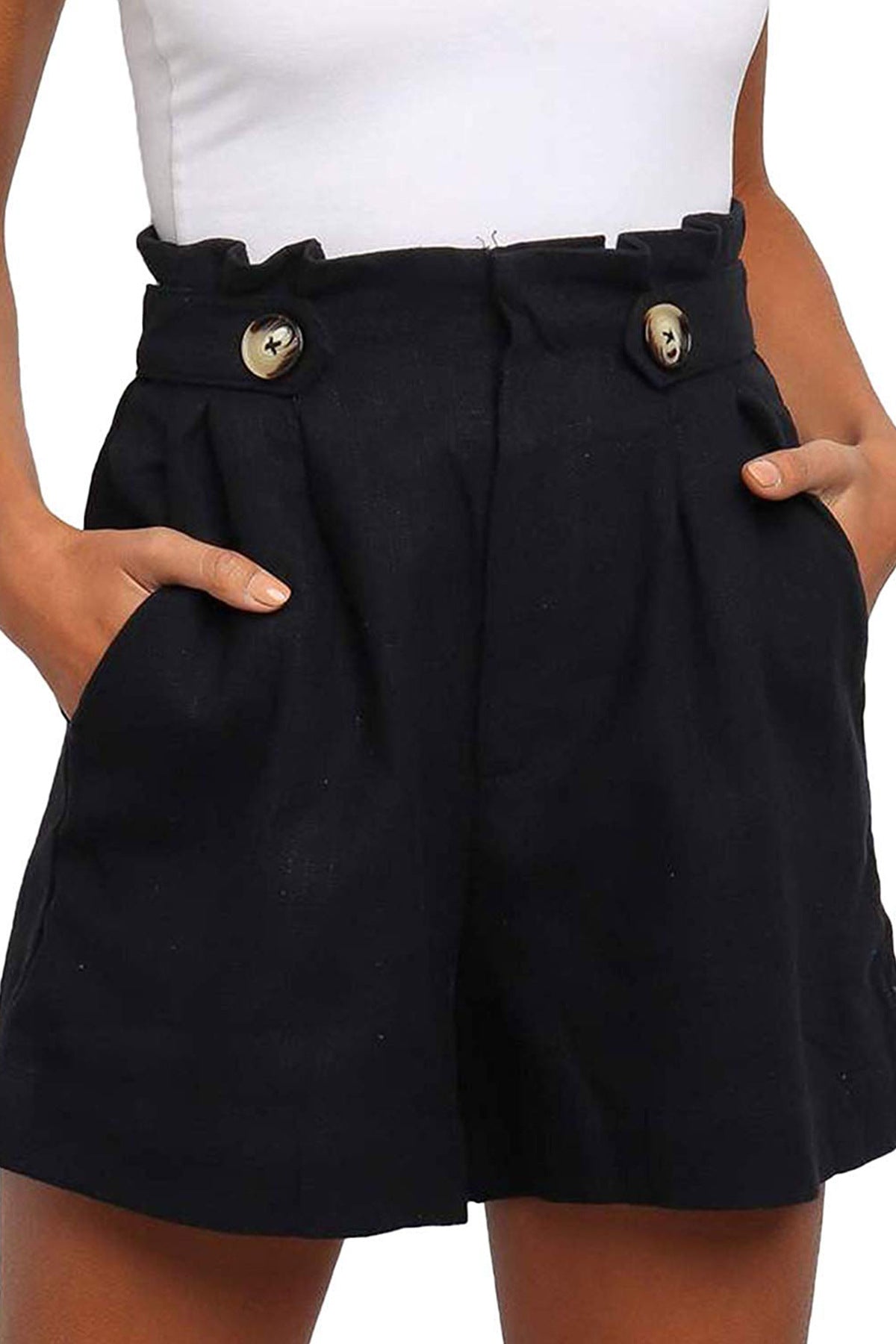 Reeve · NW TP-41 — High-Waisted Wide-Leg Cotton-Linen Short
