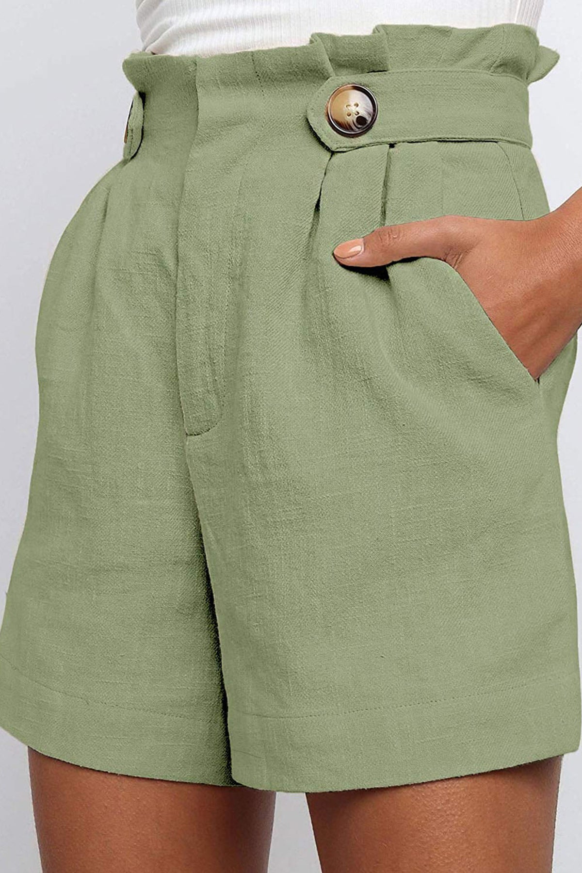 Reeve · NW TP-41 — High-Waisted Wide-Leg Cotton-Linen Short