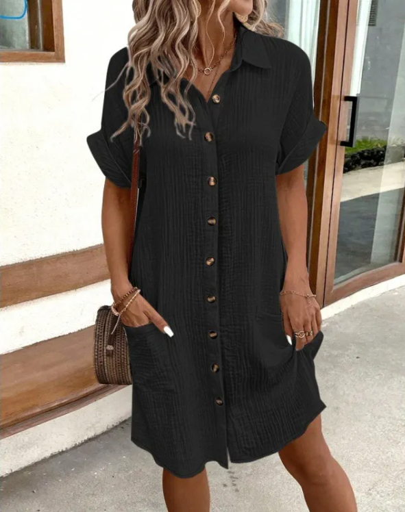 Amalfi — Linen-Blend Shirt Dress
