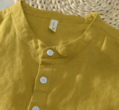 Bancoora · NW SH-50 — Cotton Short-Sleeve Band-Collar Shirt
