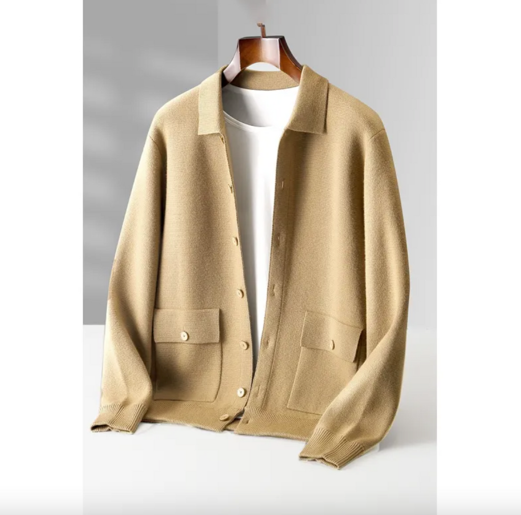 Sandstone · NW CD-03 — fine wool button cardigan