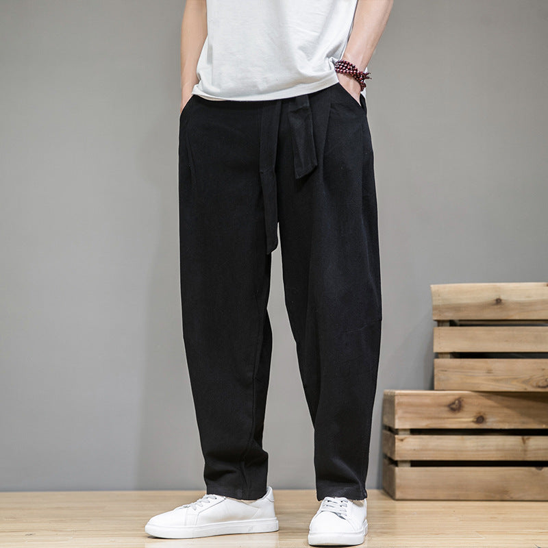 Whalers — Elastic-Waist Cotton-Linen Trouser