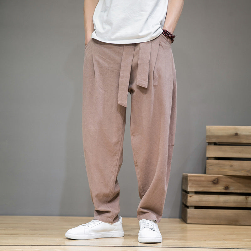 Whalers — Elastic-Waist Cotton-Linen Trouser