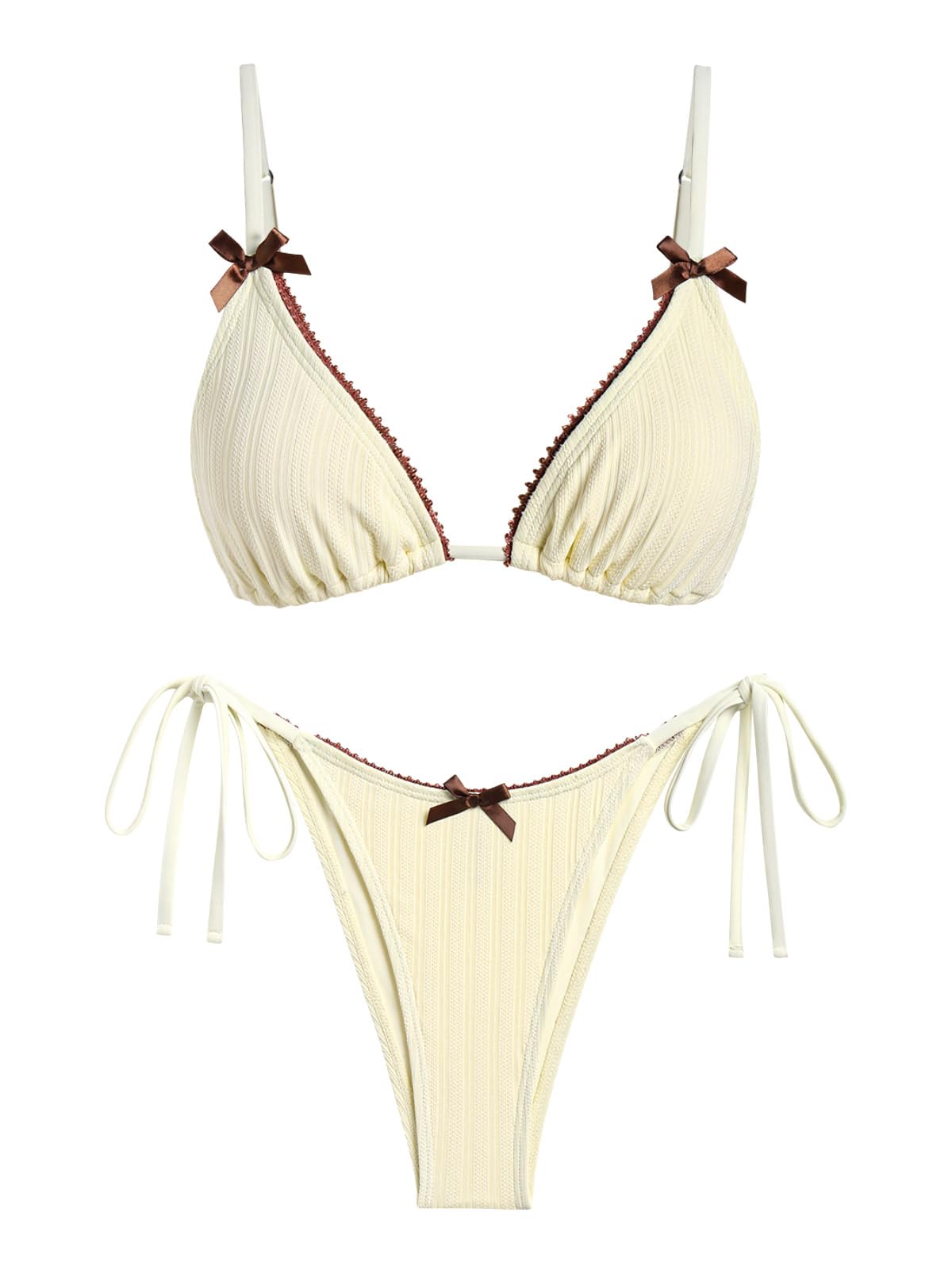 Cay · NW SW-D03 — ribbed triangle bikini in sand