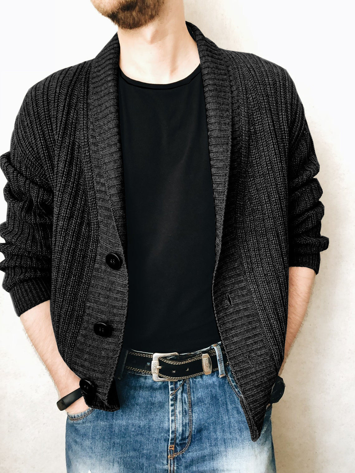 Quarry · NW CA-58 — Cashmere-Wool Button Cardigan