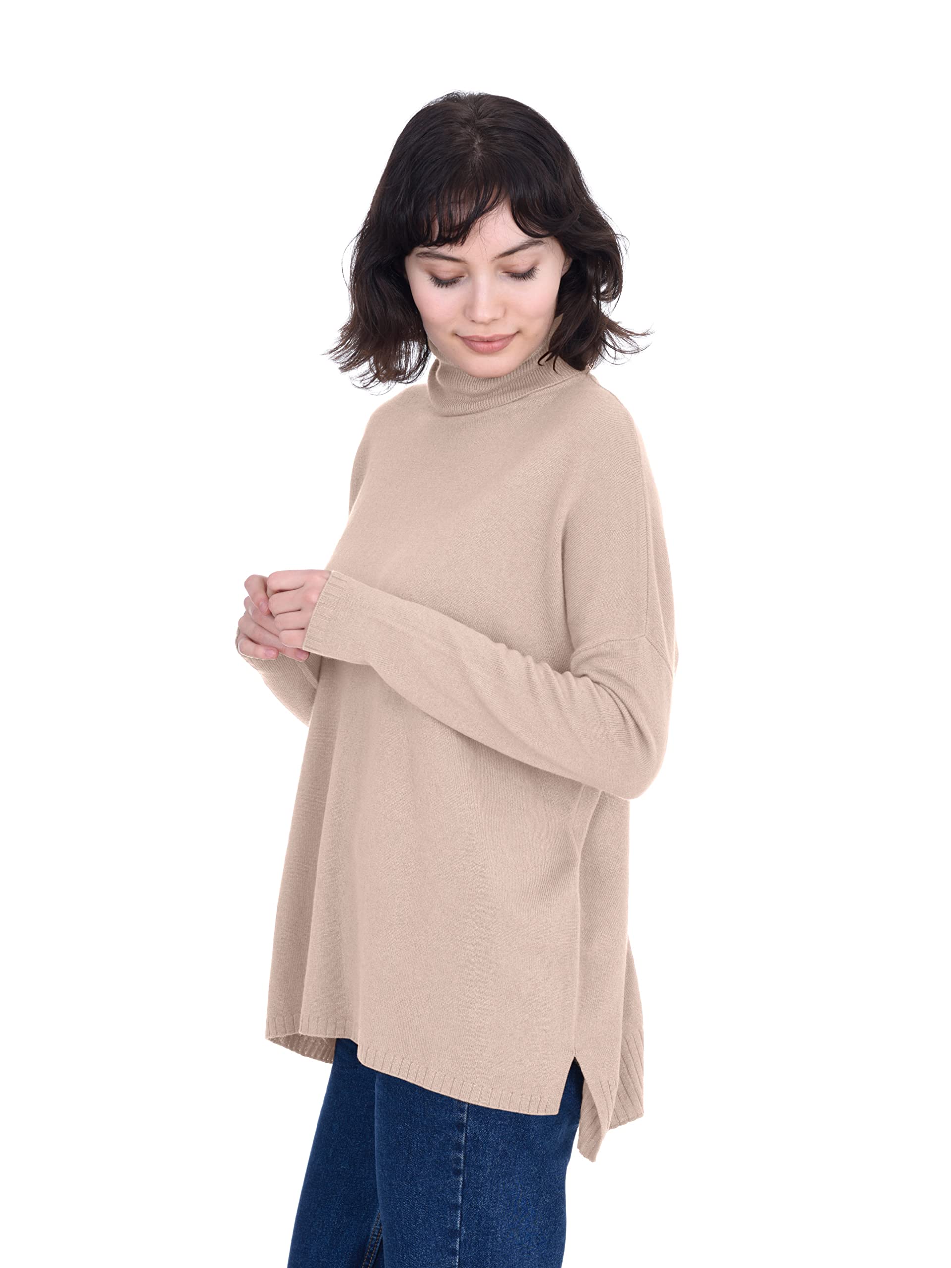 Dune · NW CA-40 — Natural Oversized Cashmere Roll-Neck