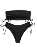 Sound · NW SW-D01 — ribbed bandeau bikini in black