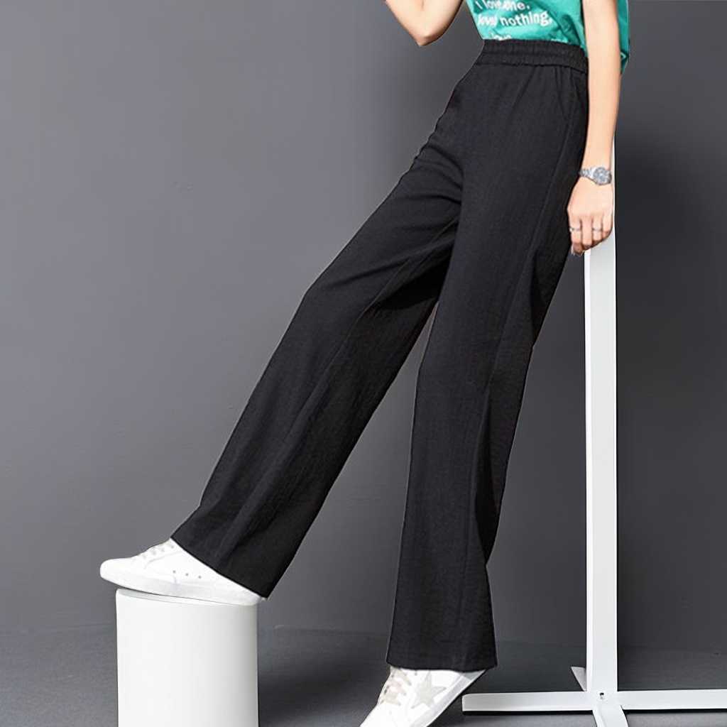 Toora · NW TP-49 — High-Waisted Wide-Leg Cotton-Linen Trouser