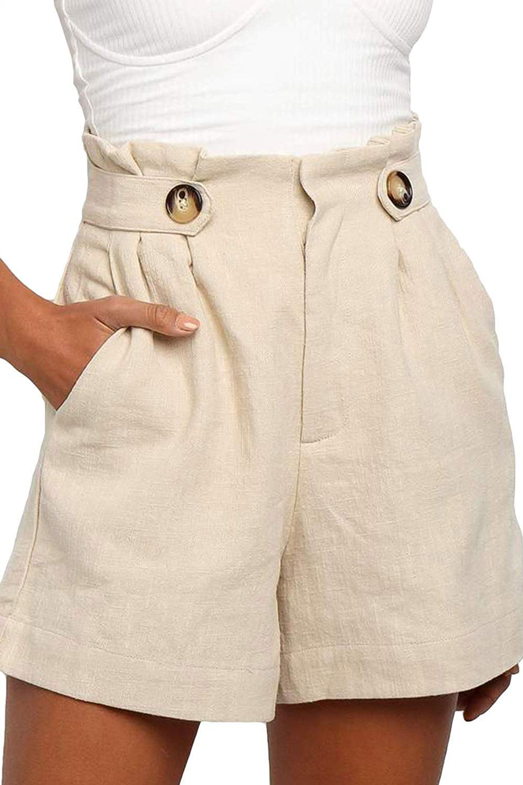 Reeve · NW TP-41 — High-Waisted Wide-Leg Cotton-Linen Short
