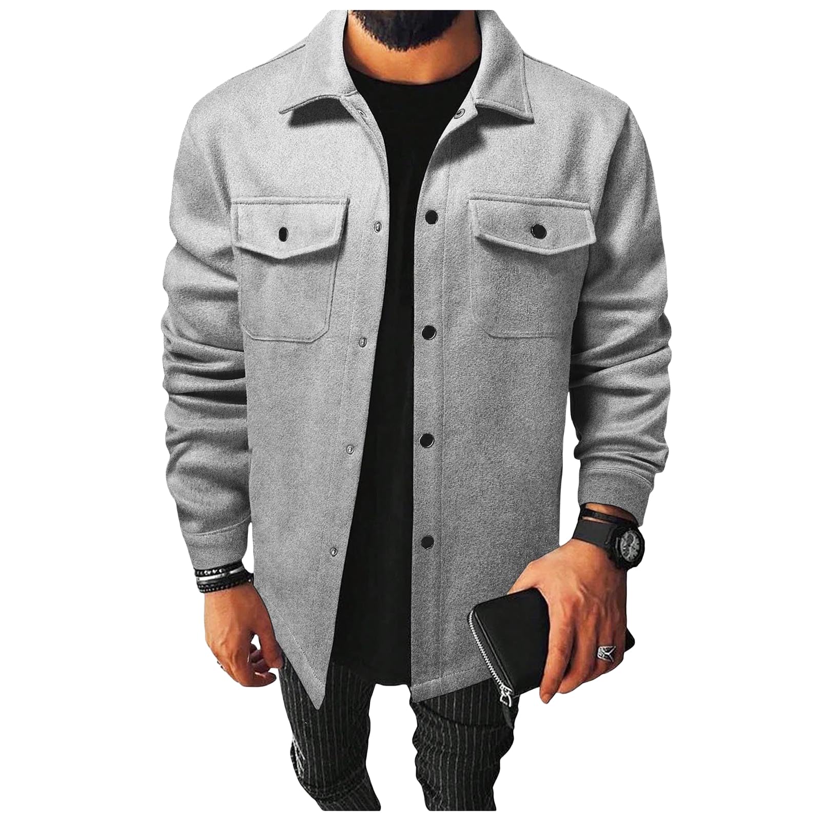 Gravel · NW CW-C20 — cotton overshirt