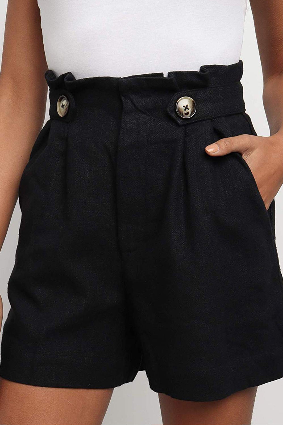 Reeve — High-Waisted Wide-Leg Cotton-Linen Short