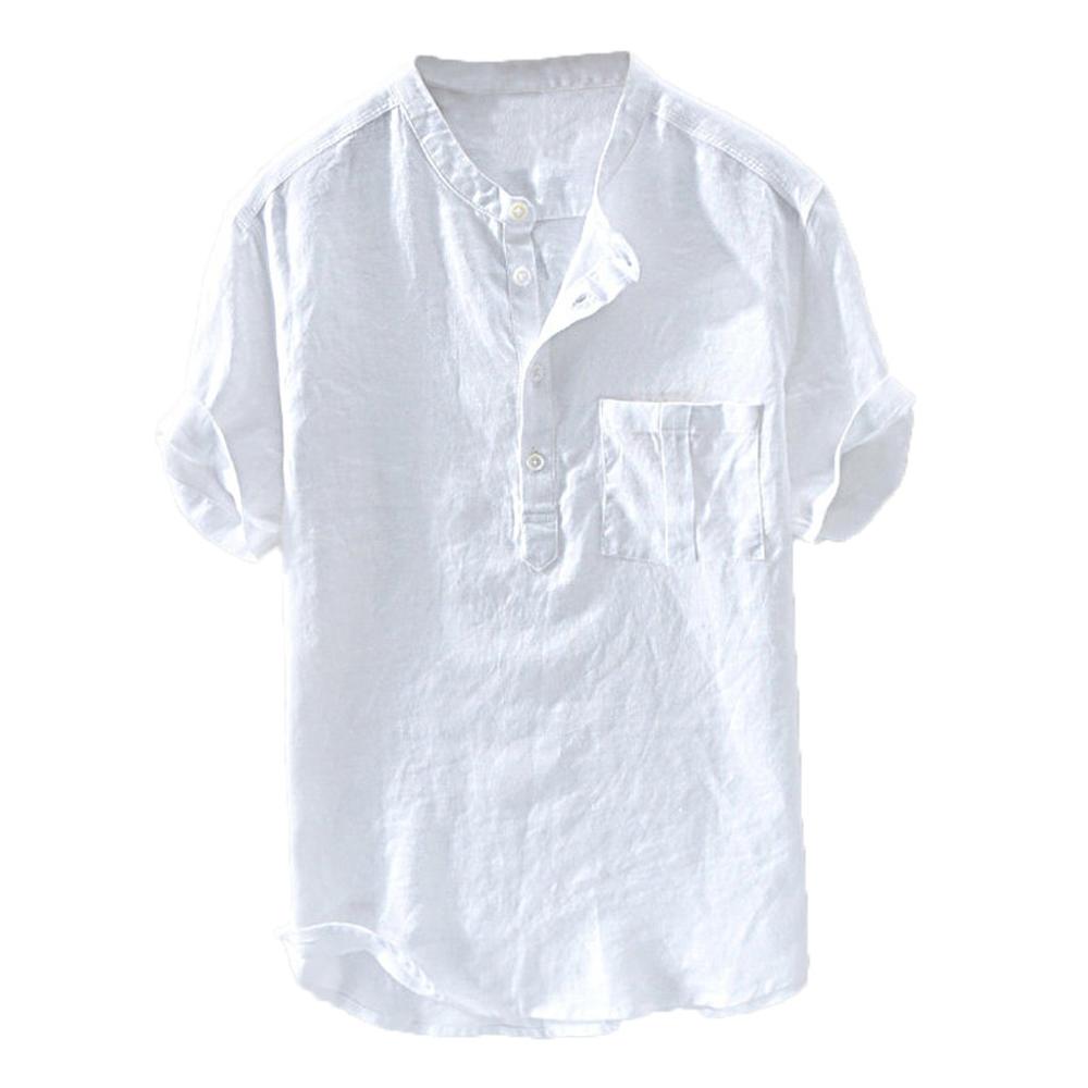 Bancoora · NW SH-50 — Cotton Short-Sleeve Band-Collar Shirt