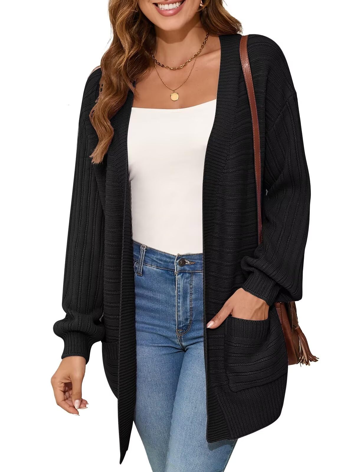 Obsidian · NW CD-12 — cable-knit chunky cardigan