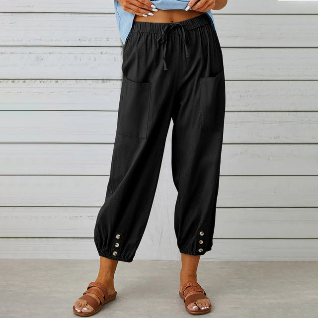 Bridgewater · NW TP-22 — Elasticated Wide-Leg Cotton-Linen Trouser