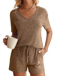 Calm · NW LD-05 — Ribbed Knit Tee & Shorts Set