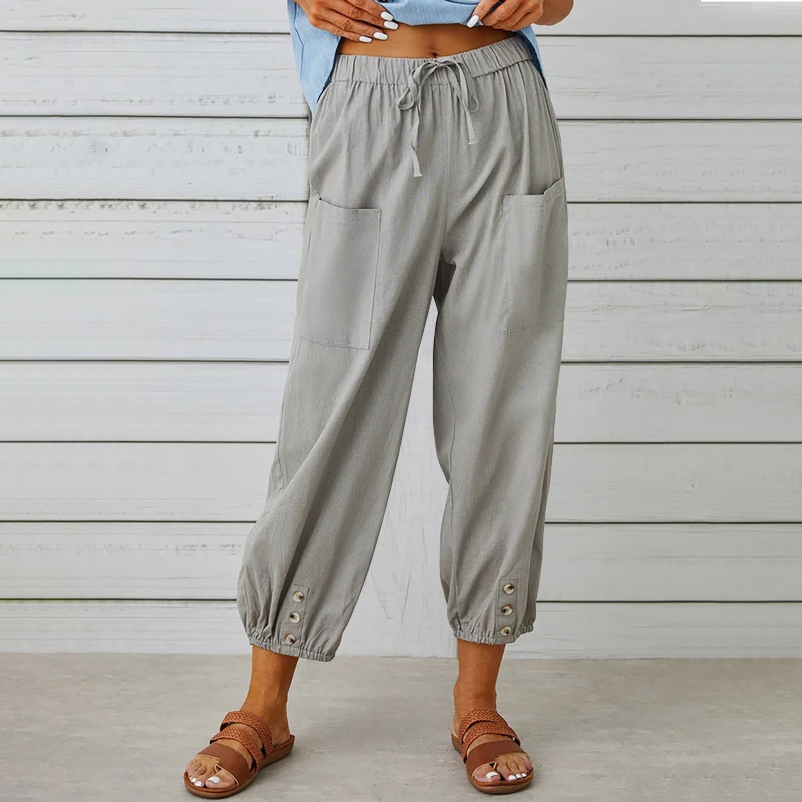 Bridgewater · NW TP-22 — Elasticated Wide-Leg Cotton-Linen Trouser