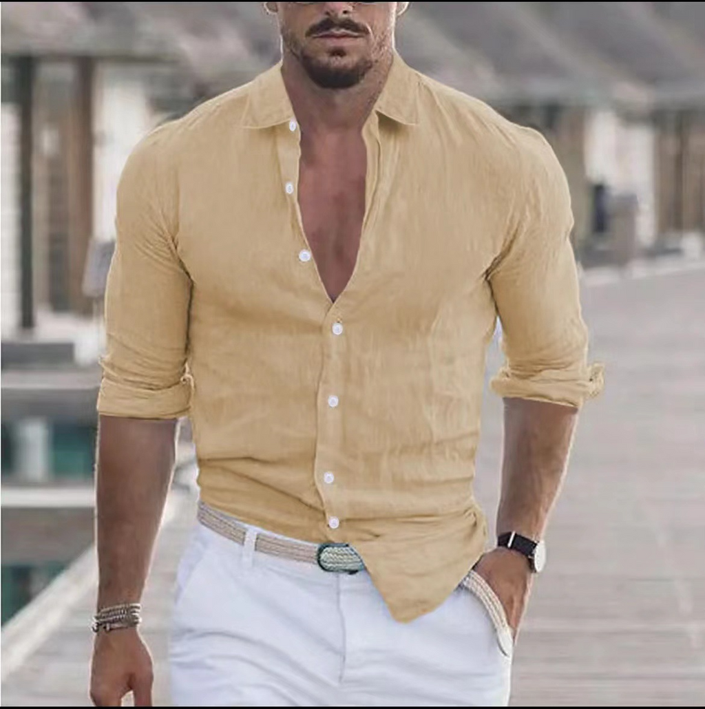 Carisbrook · NW SH-37 — Linen-Blend Button-Down Shirt