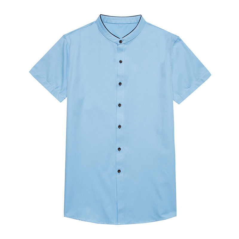 Callahans · NW SH-34 — Cotton-Blend Short-Sleeve Band-Collar Shirt