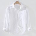 Bone · NW LN-02 — long-sleeve white linen shirt