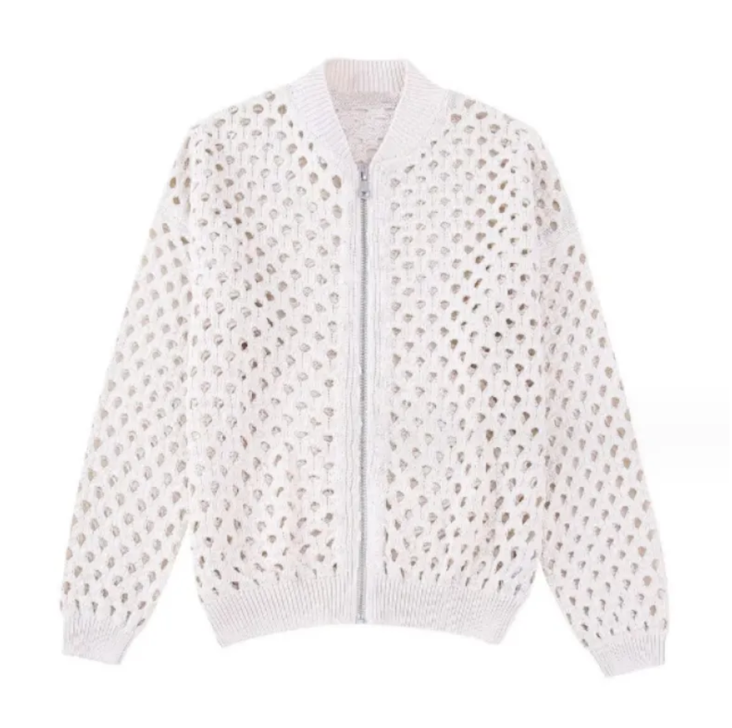 Reed · NW CW-B23 — Open-Knit Zip Jacket