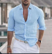 Carisbrook · NW SH-37 — Linen-Blend Button-Down Shirt
