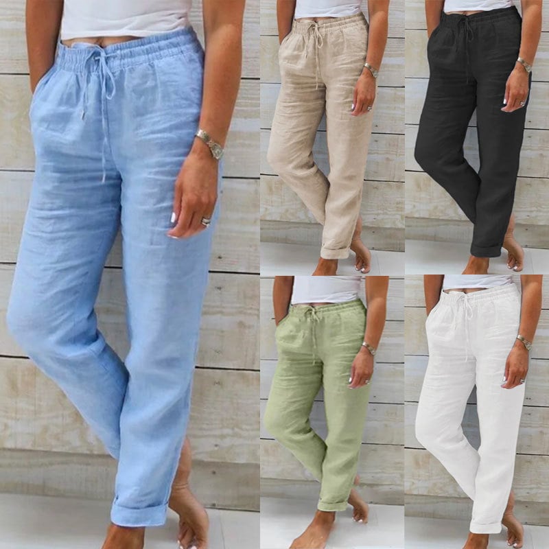 Waratah · NW TP-42 — High-Waisted Elastic Cotton-Linen Trouser