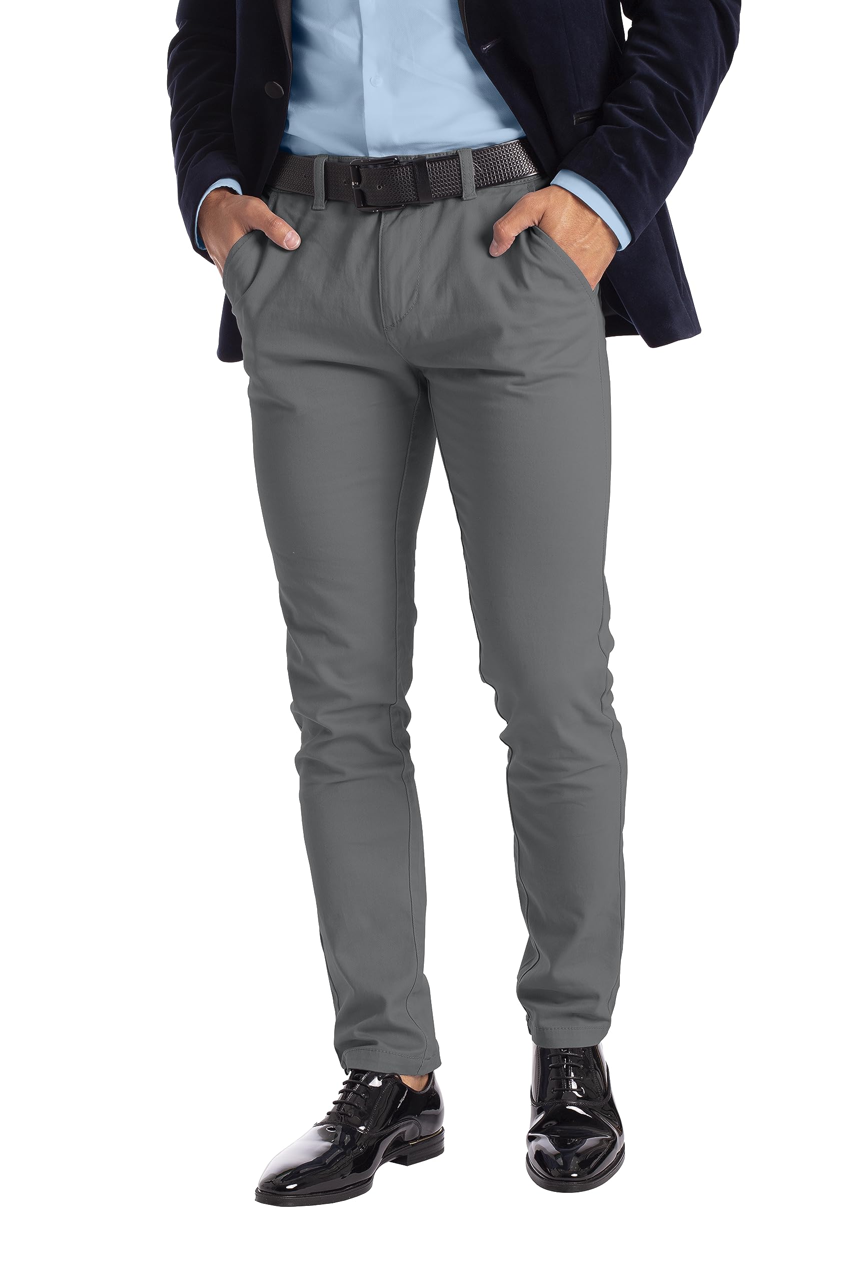 Ash · NW CH-06 — Slim Flat-Front Stretch Chino