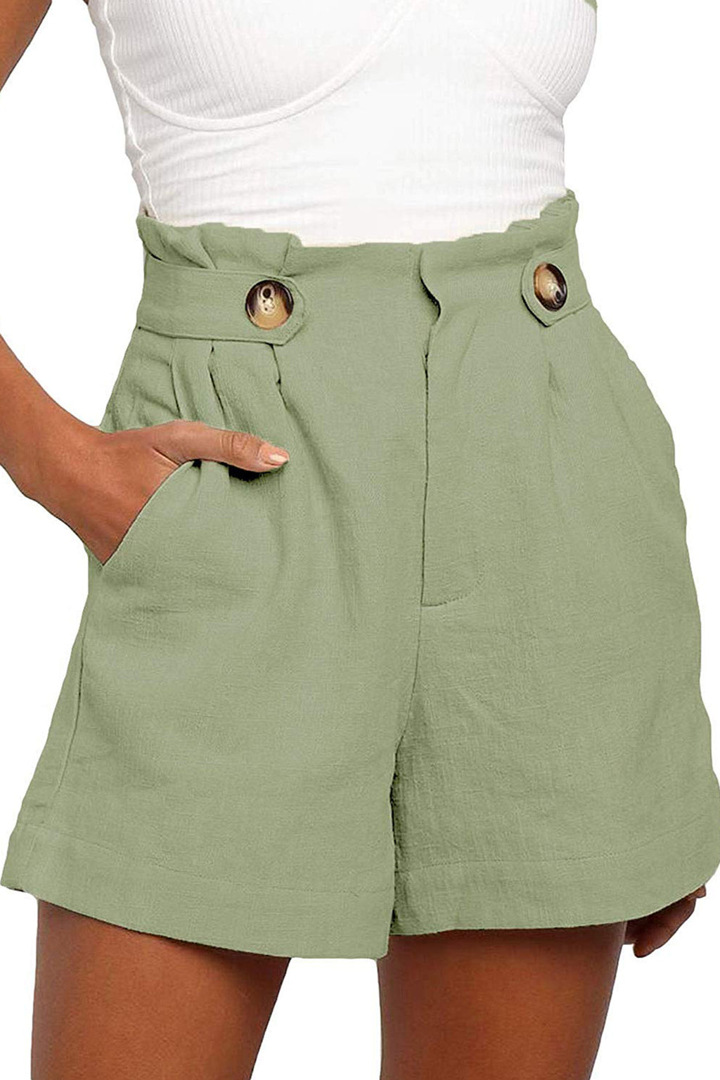 Reeve · NW TP-41 — High-Waisted Wide-Leg Cotton-Linen Short