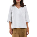 Cloud · NW LN-07 — V-neck pure linen blouse