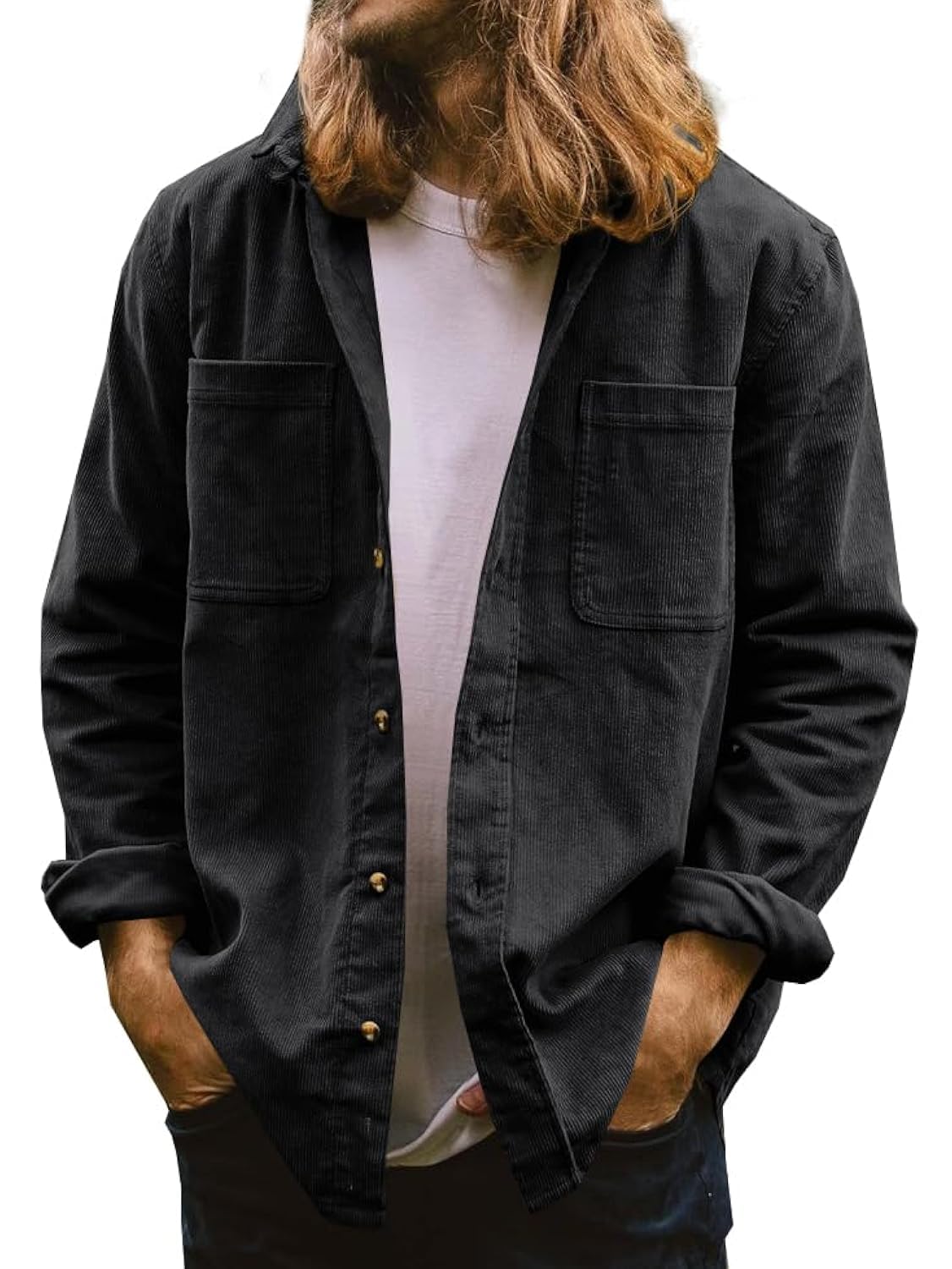 Graphite · NW OS-03 — corduroy overshirt